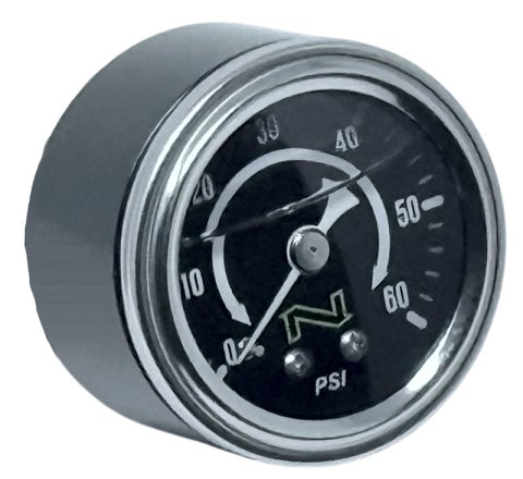 NAMZ NOS Black Oil Pressure Gauge W/Black Cup/Liquid Filled 60-PSI Gauge W/Male 1/8in Pipe-Thread