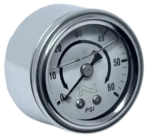 NAMZ NOS White Oil Pressure Gauge W/Black Cup/Liquid Filled 60-psi Gauge W/Male 1/8in Pipe-Thread