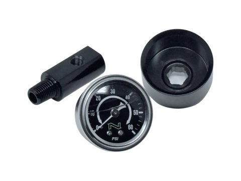 NAMZ HD Twin Cam/M8 NOS Blk Oil Pressure Gauge Kt Blk Face/Liquid Filled/Billet Aluminum Cup/Blk