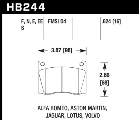 Hawk Performance Blue 9012 Racing Brake Pads HB244E.624 Pads, Ferro-Carbon, 9012, Front, Set