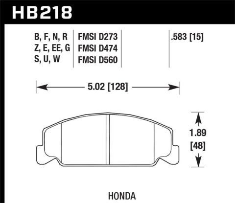 Hawk Performance HPS 5.0 Brake Pads HB218B.583 HP STREET BRAKE PAD FRONT