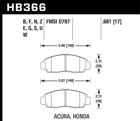 Hawk Performance Blue 9012 Racing Brake Pads HB366E.681 Pads, Ferro-Carbon, 9012, Front, for use on Acura®, Honda®, Set