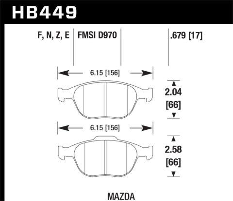 Hawk Performance HP Plus Brake Pads HB449N.679 Pads, Plus, Front, Ford, Set