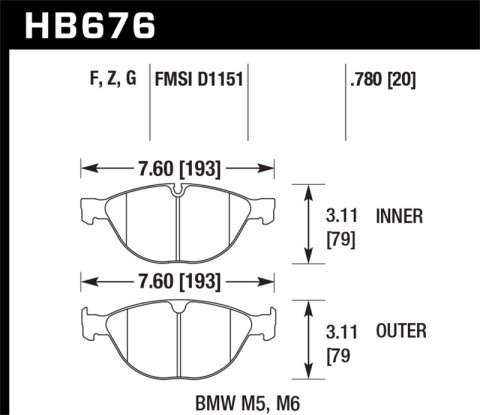 Hawk Performance DTC 60 Brake Pads HB676G.780 Disc Pad BMW