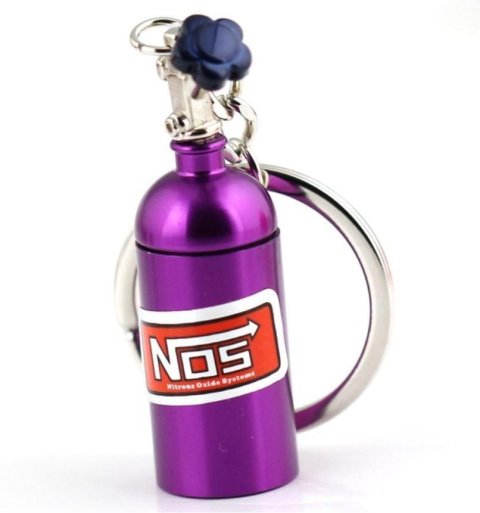 Purple Nos Bottle Turbo Key Chain Nitrous Oxide Bottle Keyring Stash Storage Pil