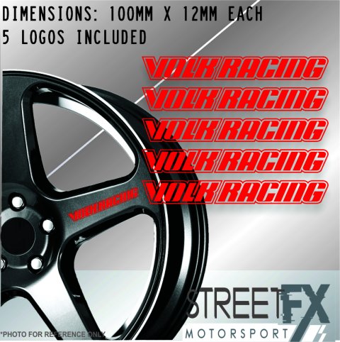 5x Volk Racing Red Wheel Rim Sticker Kit