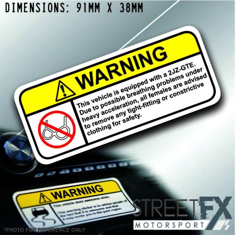 2JZGTE VISOR Warning Sticker Decal