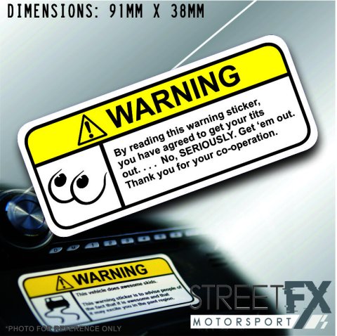 BOOBS VISOR Warning Sticker Decal