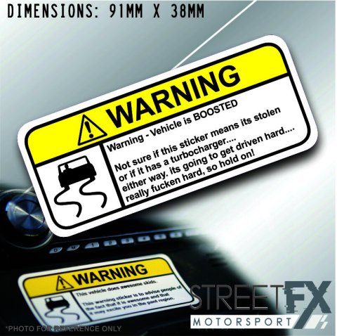 BOOSTED VISOR Warning Sticker Decal
