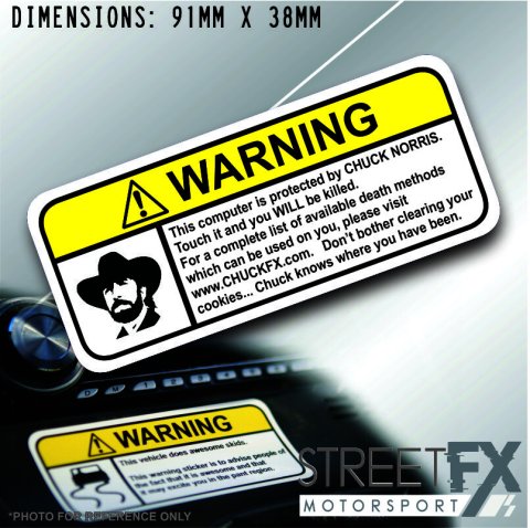 CHUCK PC VISOR Warning Sticker Decal