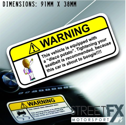 DISCO POTATO VISOR Warning Sticker Decal