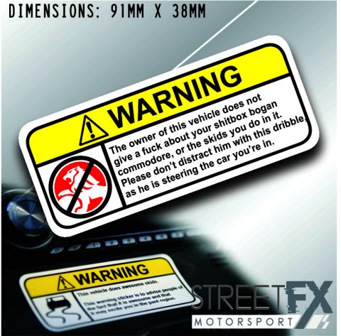 FUCK COMMODORE VISOR Warning Sticker Decal