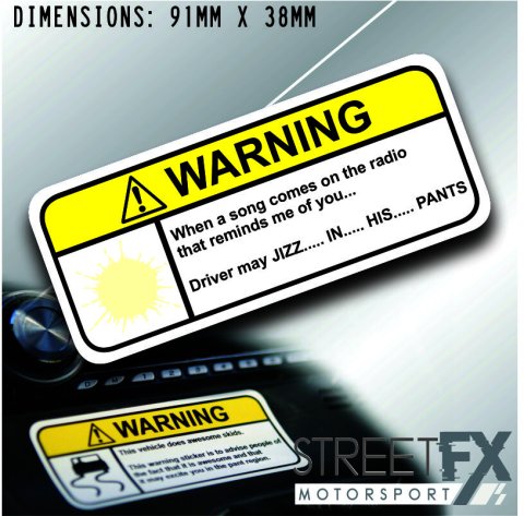 JIZZ CUM VISOR Warning Sticker Decal