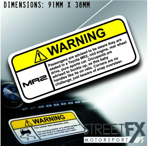 MR2 VISOR Warning Sticker Decal