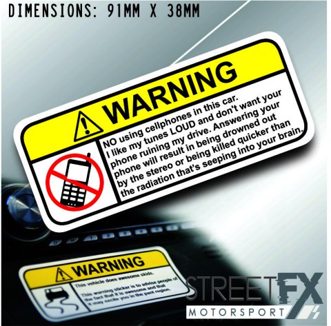 NO CELL PHONES VISOR Warning Sticker Decal