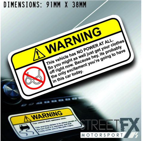 NO POWER VISOR Warning Sticker Decal