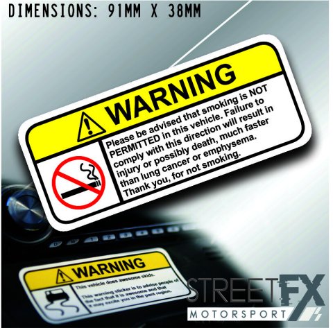 NO SMOKING VISOR Warning Sticker Decal