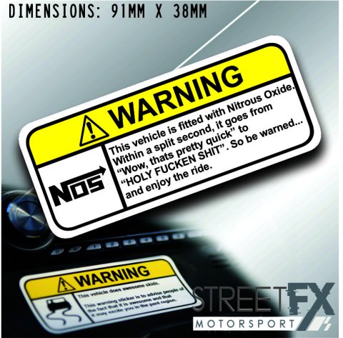 NOS VISOR Warning Sticker Decal