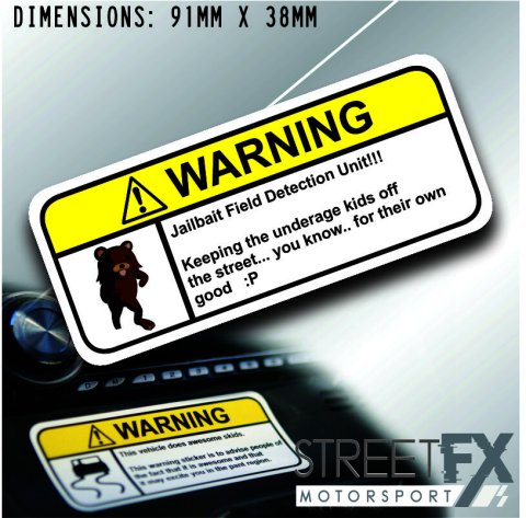 PEDOBEAR VISOR Warning Sticker Decal