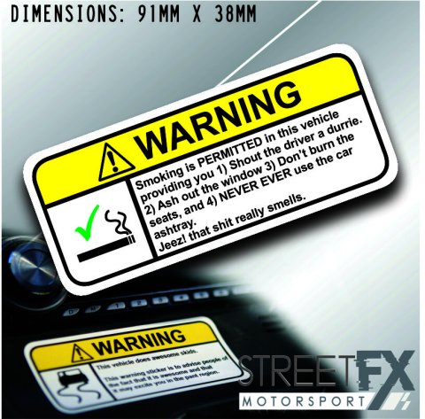SMOKING OK VISOR Warning Sticker Decal
