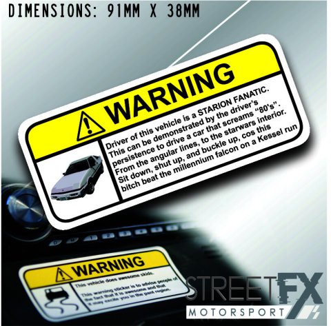 STARION VISOR Warning Sticker Decal