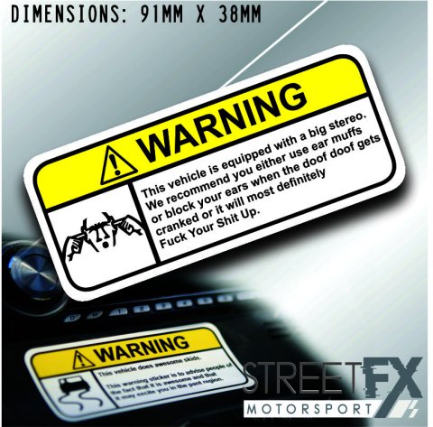 STEREO VISOR Warning Sticker Decal