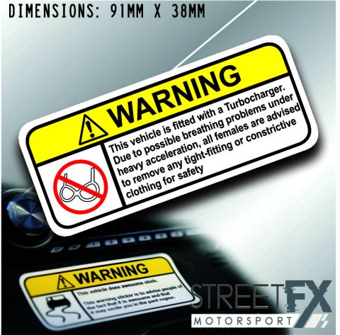 TURBOCHARGER VISOR Warning Sticker Decal