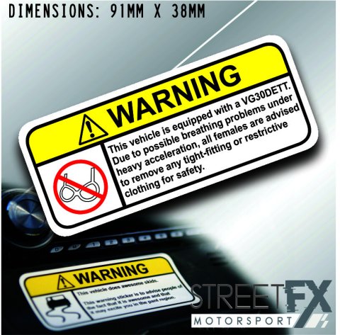 VG30DETT VISOR Warning Sticker Decal