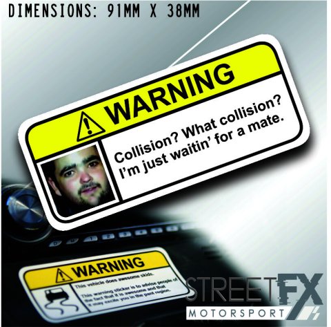 WAITING FOR A MATE VISOR Warning Sticker Decal