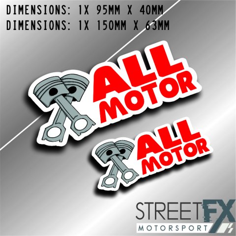 All Motor Twin Pack Sticker Graphic bumper window jdm v8 car ute aussie vinyl