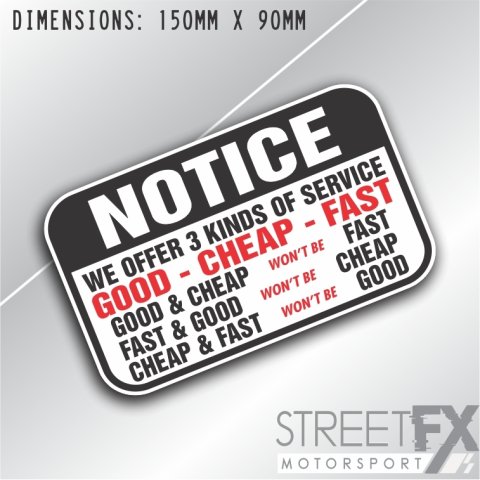 Notice we Offer 3 Kinds of Service White Sticker Decal 4x4 Camping Caravan