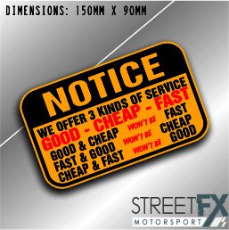 Notice we Offer 3 Kinds of Service Yellow Sticker Decal 4x4 4WD Camping Caravan