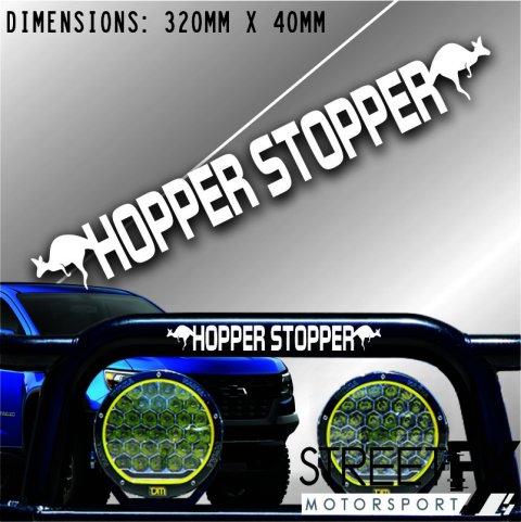 Hopper Stopper Sticker White Sticker Decal 4x4  Camping Caravan Trade Aussie
