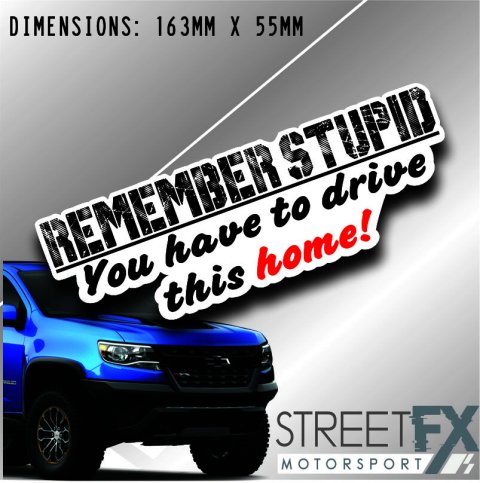 Remember stupid You have to Drive this Home Sticker bumper window jdm v8 car
