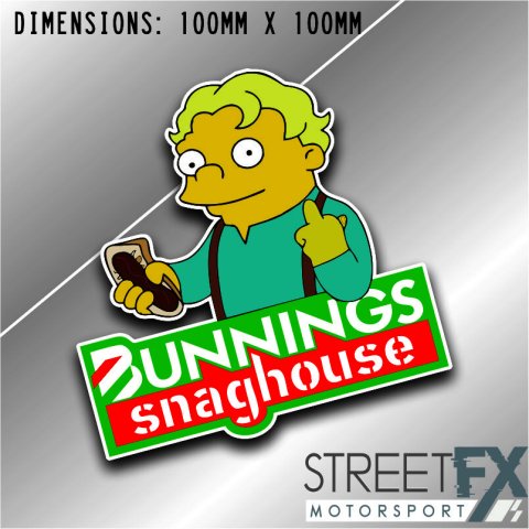 Bunnings Snaghouse Sticker Funny Humour Car  Ute  4x4 Pop Culture Aussie Graphic