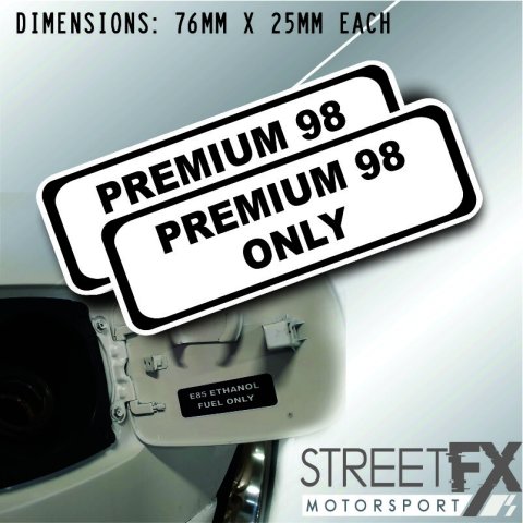 Premium 98 Brushed Sticker Gas Diesel Petrol Fuel Warning Label Car Rental 4x4