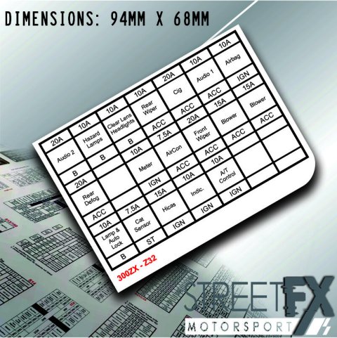 300ZX Fusebox Sticker Translation Wiring Fuse English Vinyl For Nissan