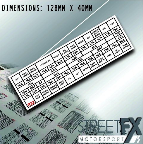 R32 Fusebox Sticker Translation Wiring Fuse English Vinyl For Nissan