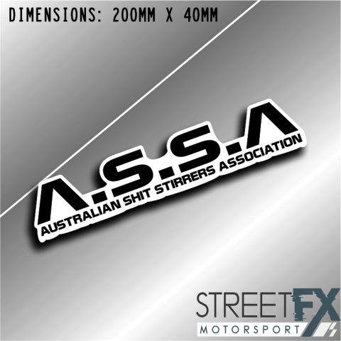 ASSA Australian Shit Stirrers Association Sticker Funny Humour Car  Truck Ute