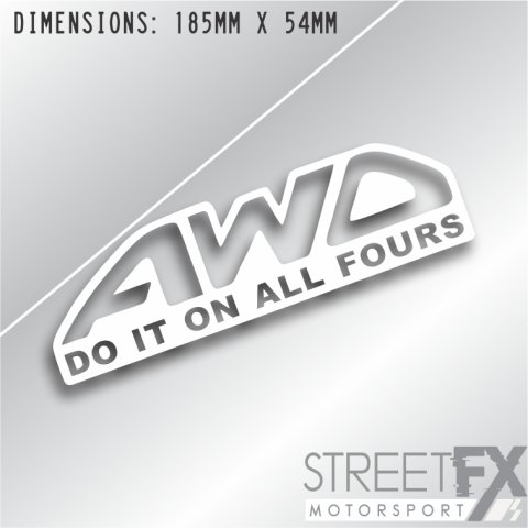AWD All wheel drive we do it on all fours Sticker bumper window jdm v8 car