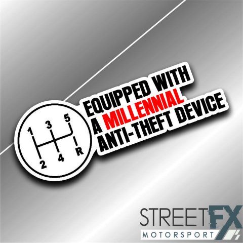 Equipped With a Millenial anti-theft device Sticker bumper window jdm v8 car