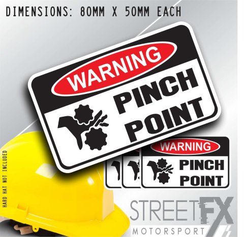 Pinch Point 4 Pack Sticker Workplace Tools Tradie Safety Funny Graphics Decal