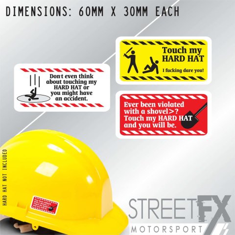 Hard Hat Triple Pack Sticker Workplace Tools Tradie Safety Funnys Decal
