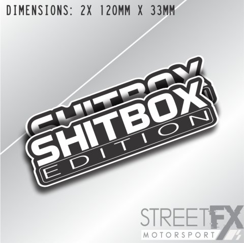 Shitbox twin pack Sticker Decal Car 4x4 Offorad Funny bumper window bogan