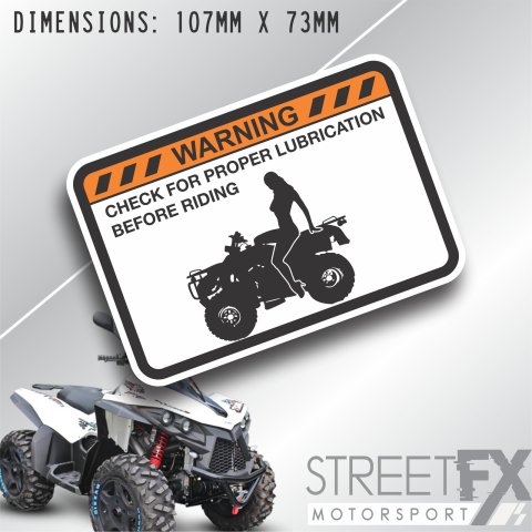 Check for Proper lubrication for Quad Bike Sexy Offroad Funny Girl Sticker Decal