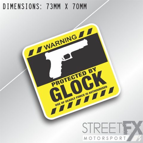 Protected by Glock Sticker Decal Funny Security humour safety car bumper