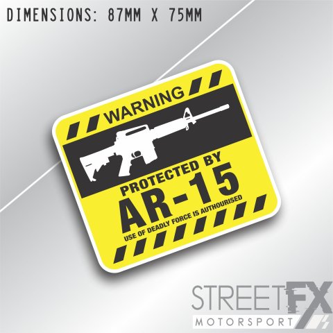 Protected by AK-47 Sticker Decal Funny Security humour safety car bumper