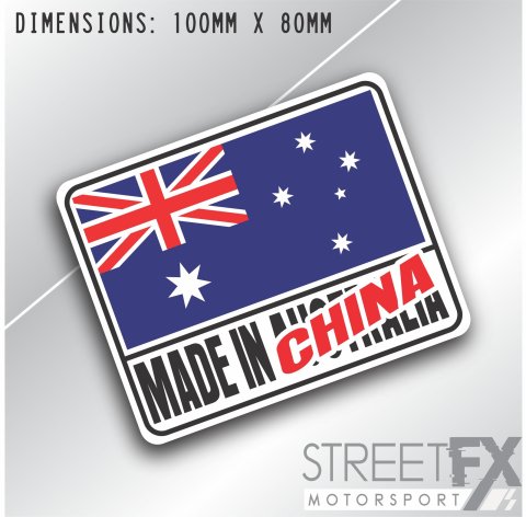 Made in Australia China Sticker Decal Aussie Bumper Funny Straya Car 4x4 Truck