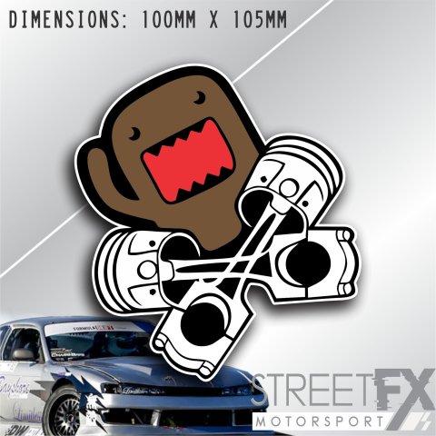 Domo Kun Piston Engine Sticker decal car JDM turbo drift bumper window