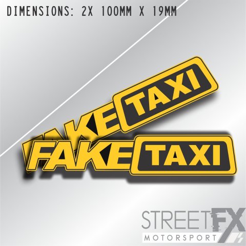 2x FAKE TAXI Sticker Window Decal Funny JDM Drift Turbo Hoon Race Car AU 4x4